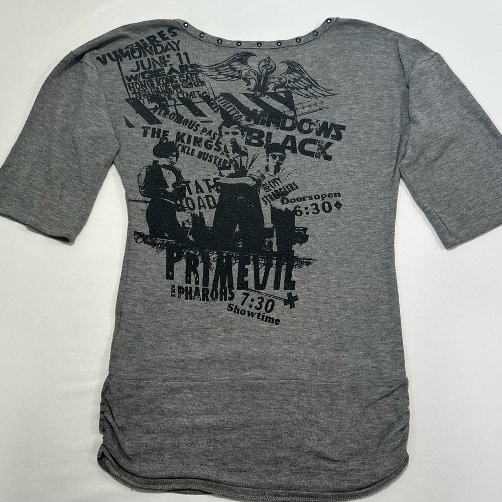 Y2K PRIMEVIL (METROPARK) Womans Gray and Black Vintage Grunge/Punk Top 
Size XS - Picture 9 of 11